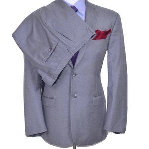 Jos A Bank Slim Fit Mens 2pc Gray Suit Jacket Size 42-R Flat Front Pant Sz 36x30